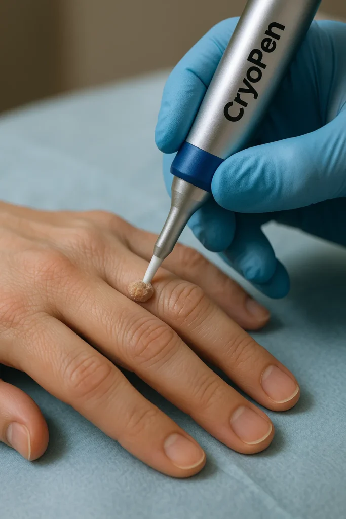 example of cryopen wart removal High Wycombe treatment on a persons finger