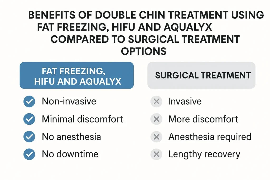 Graphic about the benefits of double chin treatment High Wycombe - from LA LIPO
