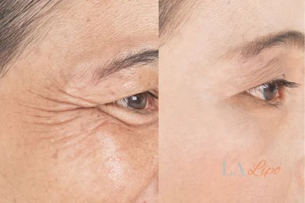 Before and after results of woman - HI-fu wrinkles reduction treatment High Wycombe