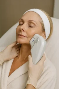 Woman receiving HIFU non surgical facelift treatment High Wycombe