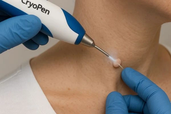 Person receiving Cryotherapy skin tag removal High Wycombe