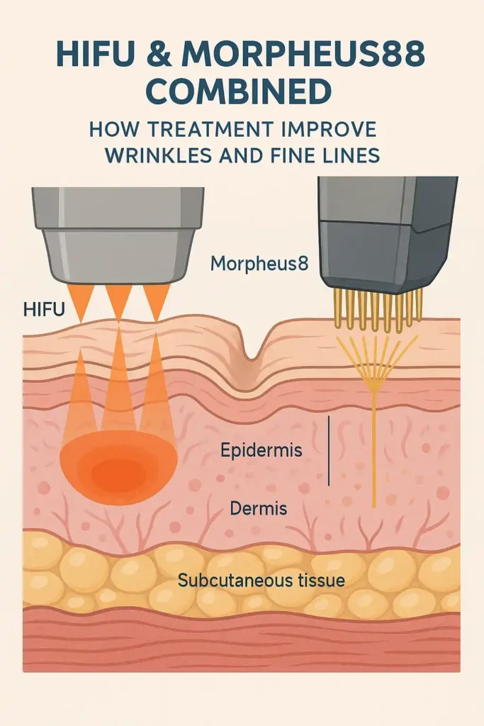 Diagram showing HIFU & Morpeus8 High Wycombe and the benefits for reduction in wrinkles and fine lines