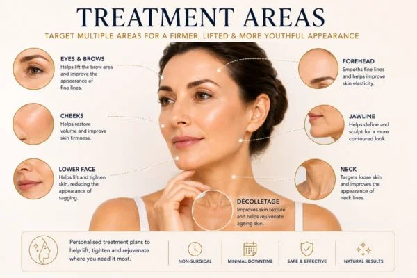 Areas of treatment for the ultimate lift tighten treatment High Wycombe